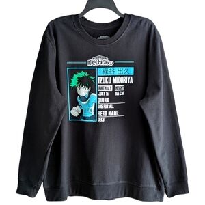 My Hero Academia Deku Black Long Sleeve Hoodie Size XL